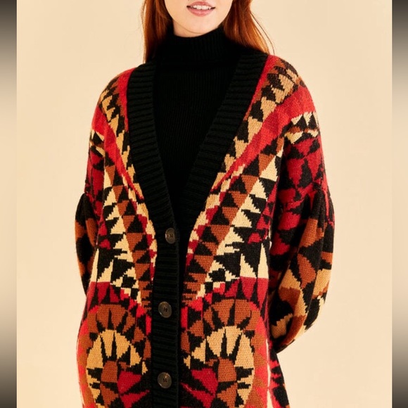 🌺🎉HP🎉🌺 NWT Farm Rio Heart Deco Maxi Knit Cardigan - Picture 5 of 15